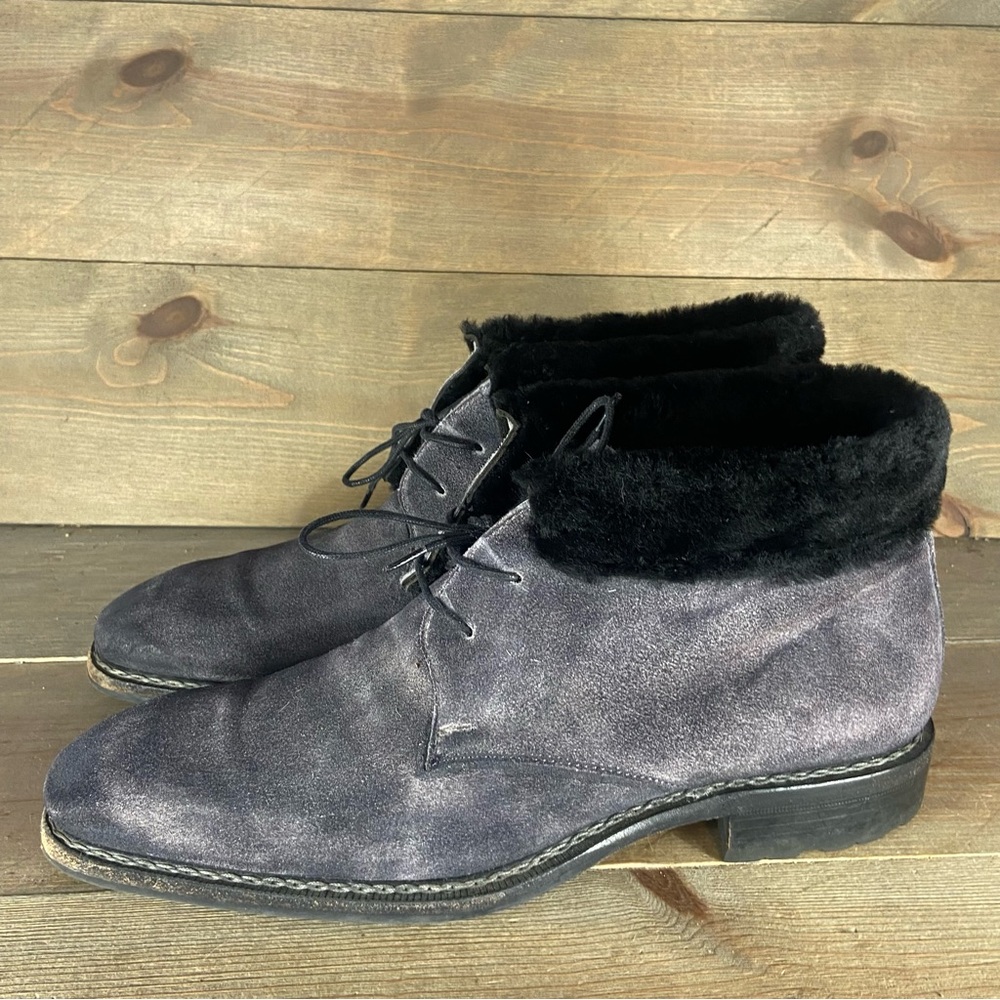 mezlan women size 9 shoes black suede fur lace up comfort chukka boots